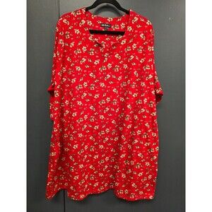 Ulla Popken red floral top 1007